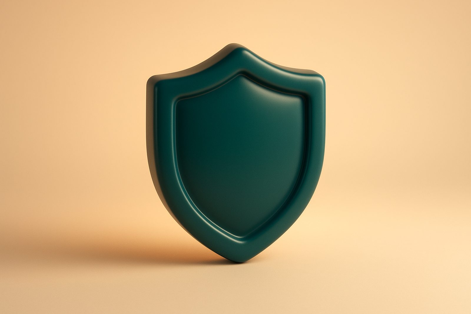 Abstract artwork: a teal ceramic shield on warm cream